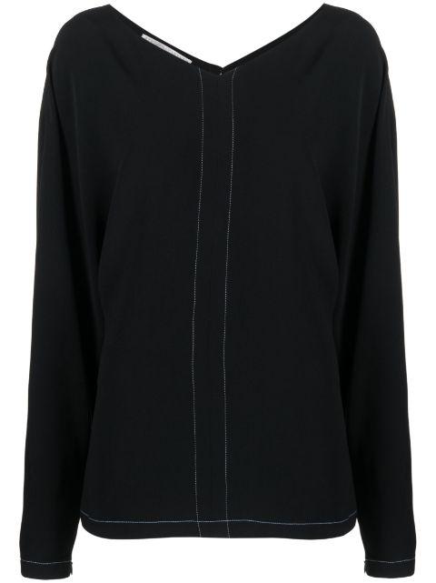 stitched V-neck long-sleeve blouse by STELLA MCCARTNEY