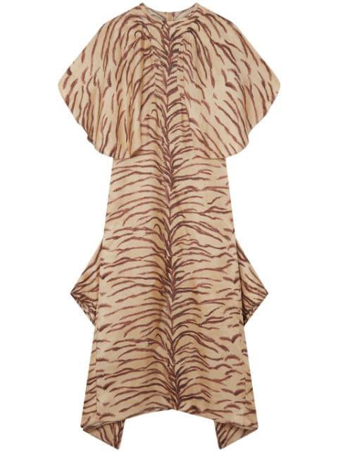 tiger-print organic silk midi dress by STELLA MCCARTNEY