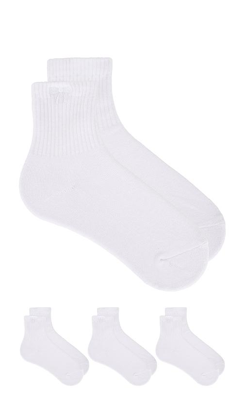 Stems 3-pack Cushioned Bow Ankle Socks in White by STEMS
