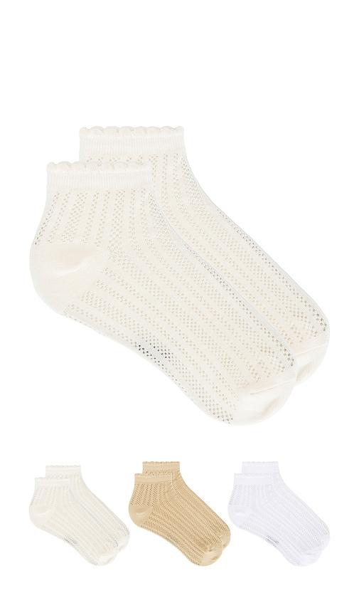 Stems 3-pack Lace Knit Ankle Socks in Neutral by STEMS