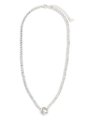 Rosa Cubic Zirconia & Cultured Freshwater Pearl 3D Rose Pendant Necklace by STERLING FOREVER