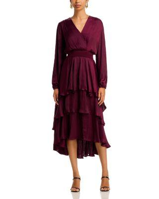Bei Surplice Neck Asymmetric Midi Dress by STEVE MADDEN