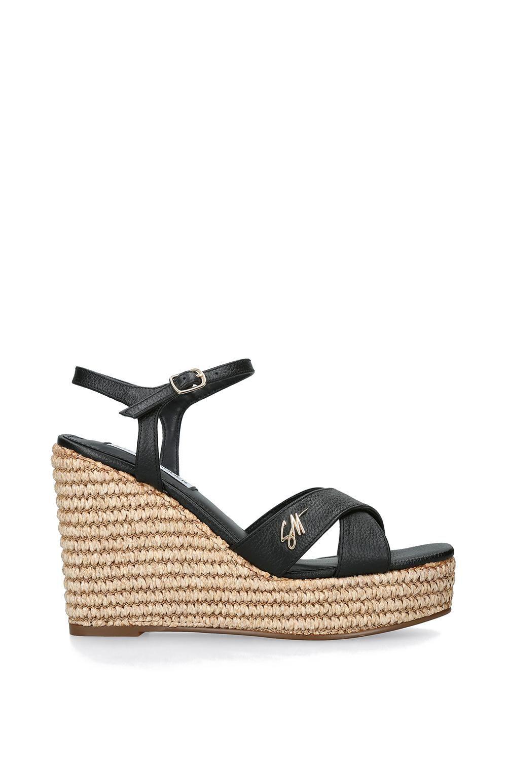 'Cylo Black' Leather Sandals by STEVE MADDEN