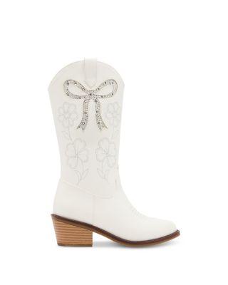 Girls' Jaddin Metallic Rhinestone Bow Boots – Little Kid by STEVE MADDEN