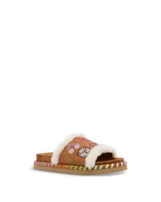 Girls' Jzuzu Emoji Faux Fur Slide Sandals – Little Kid by STEVE MADDEN