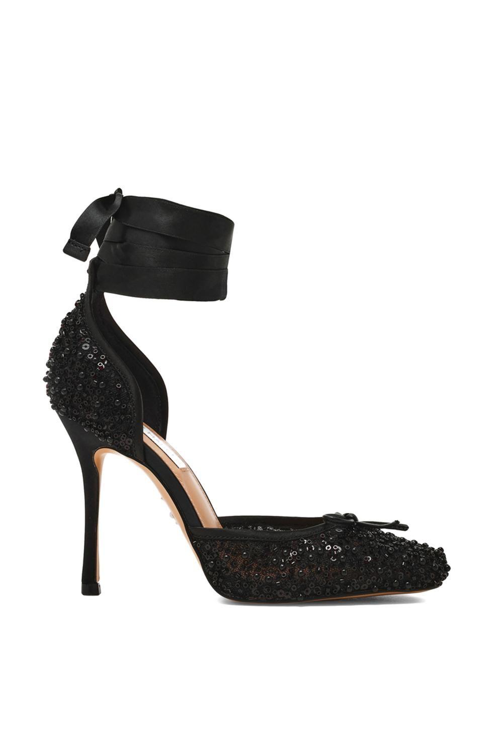 'Larina Black Sequin' Fabric Heels by STEVE MADDEN
