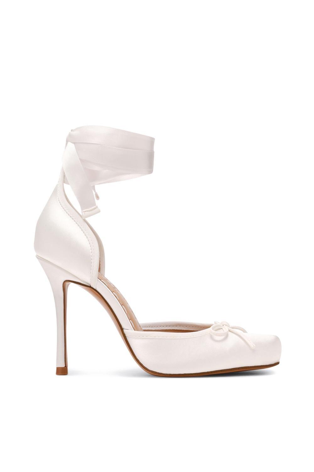 'Larina White Satin' Fabric Heels by STEVE MADDEN