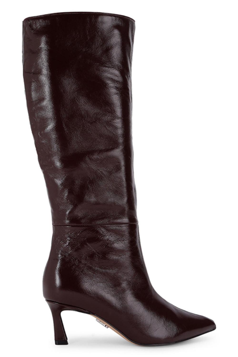 'Lavan Wine Leather' Leather Boots by STEVE MADDEN