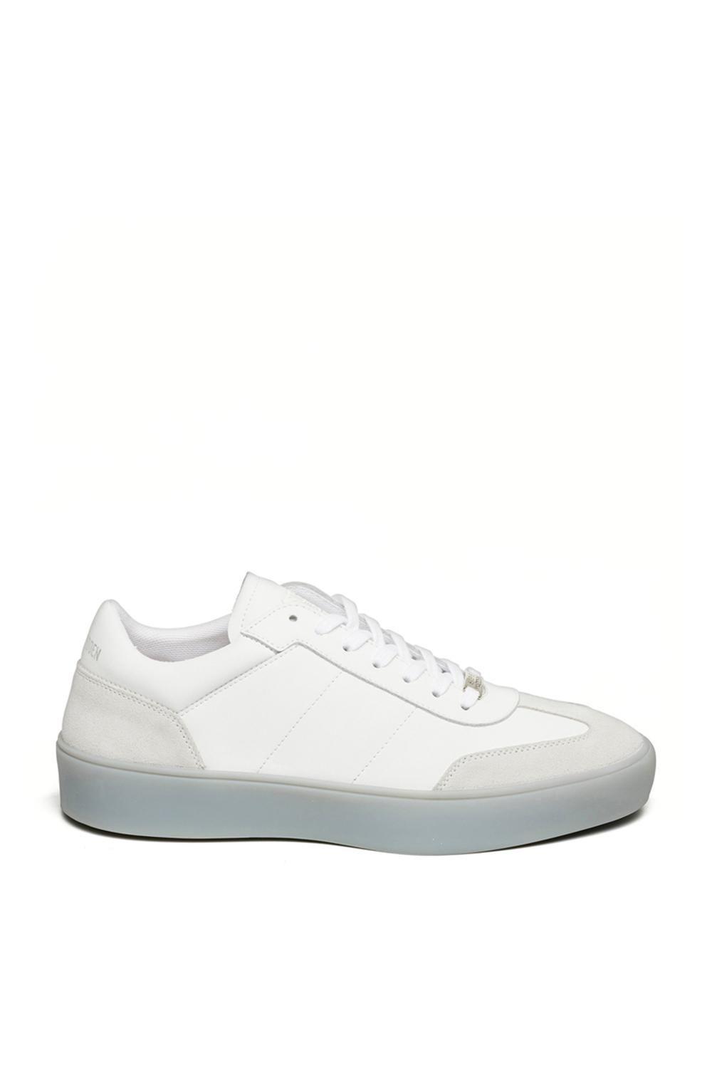 'Lyonell White' Suede Leather Trainers by STEVE MADDEN