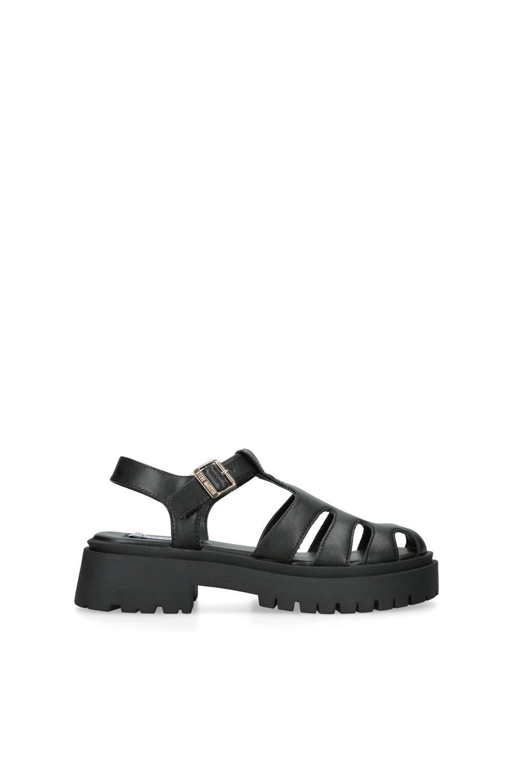 'Minsk Black' Leather Sandals by STEVE MADDEN
