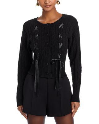 Saidee Cable Ribbon Ties Cardigan by STEVE MADDEN