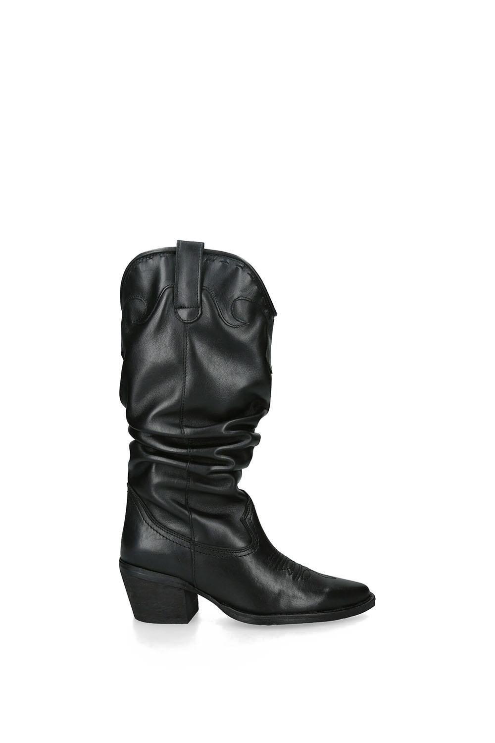 'Stage Black Leather' Leather Boots by STEVE MADDEN
