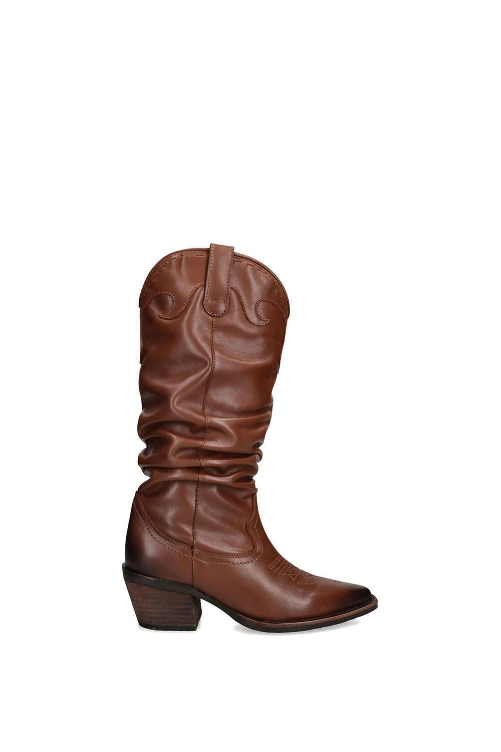 'Stage Brown Leather' Leather Boots by STEVE MADDEN
