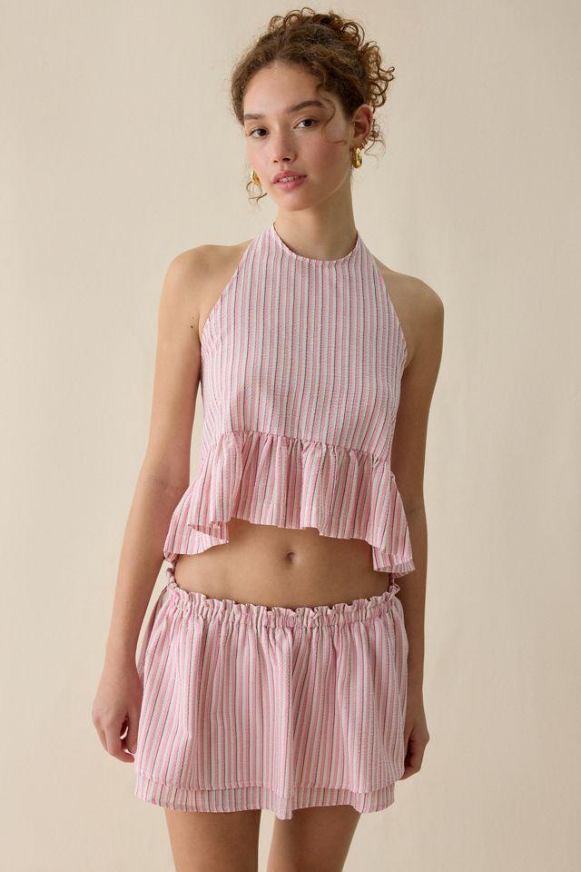 Steve Madden Cerise Ruffle High-Low Halter Neck Top by STEVE MADDEN