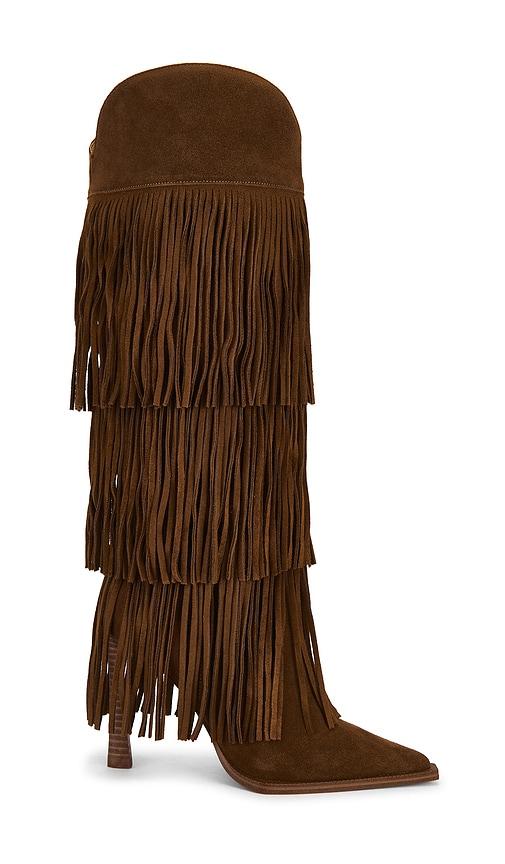 Steve Madden Kinzee Fringe Boots in Brown by STEVE MADDEN