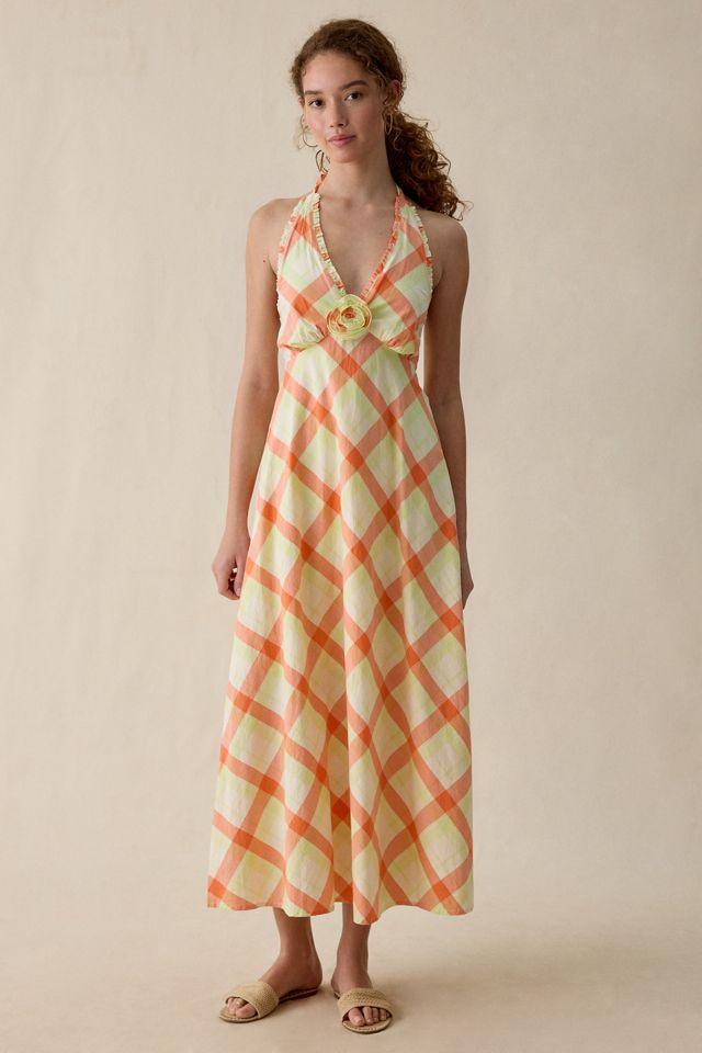 Steve Madden Tania Rosette Halter Neck Maxi Dress by STEVE MADDEN