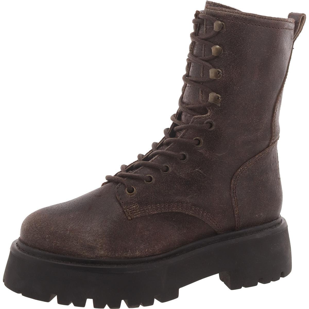 Steve Madden Womens Rowen Leather Ankle Combat &amp; Lace-Up Boots by STEVE MADDEN