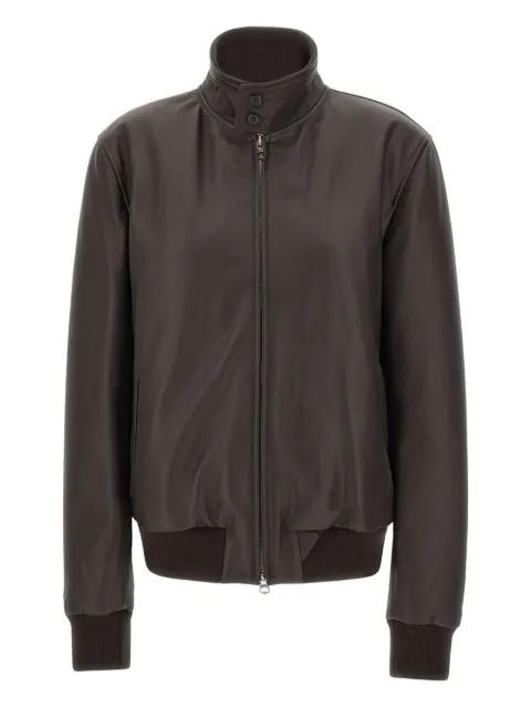 ribbed-trim leather jacket by STEWART