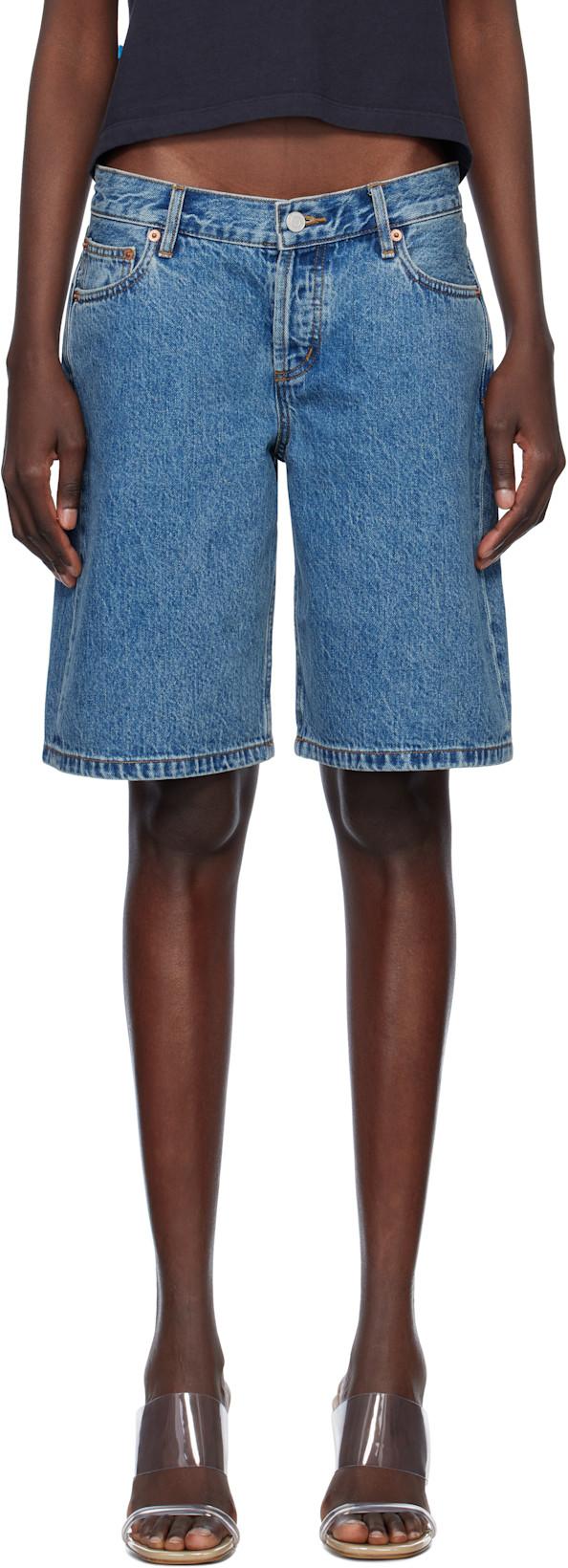 Blue Stoop Denim Shorts by STILL HERE