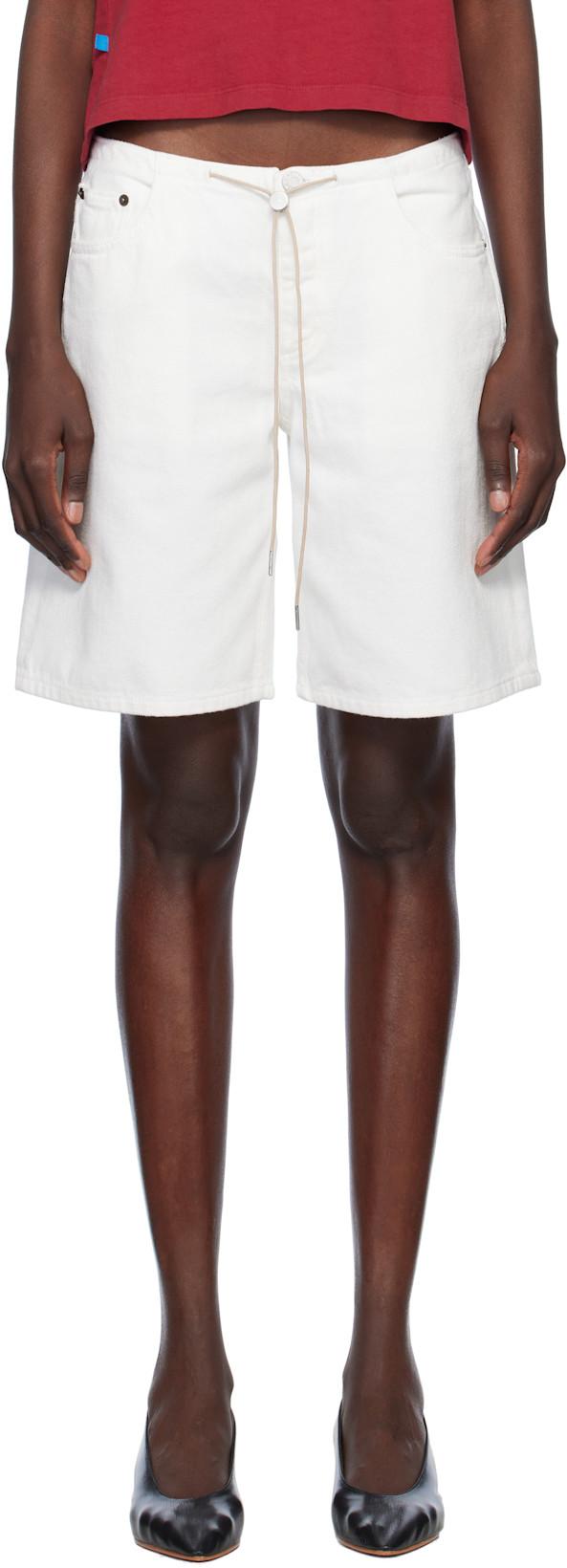 White Cool Denim Shorts by STILL HERE