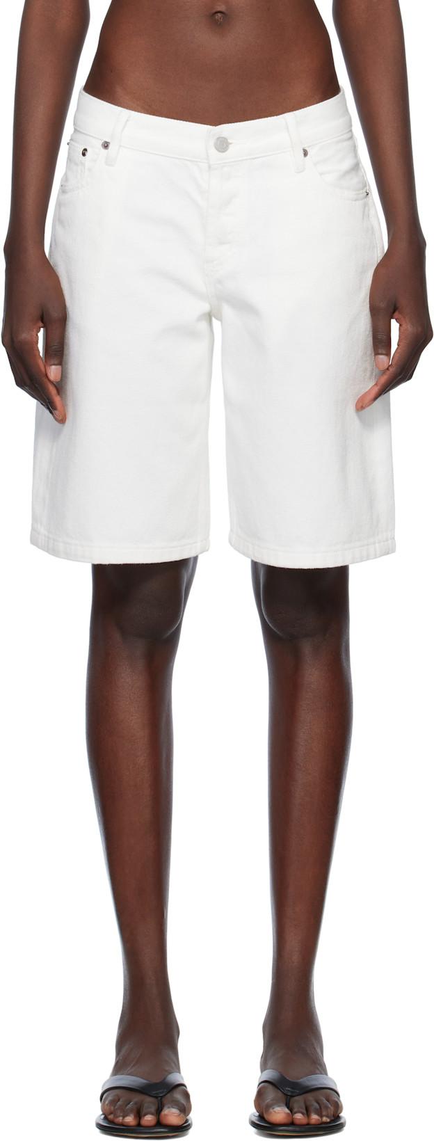 White Stoop Denim Shorts by STILL HERE