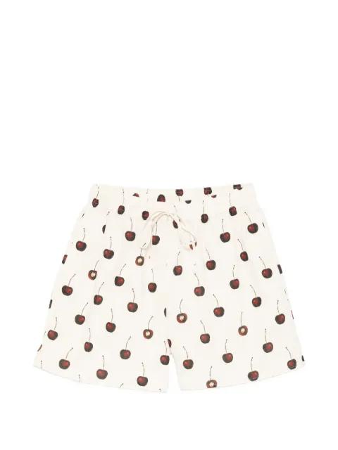 cherry-print drawstring shorts by STINE GOYA