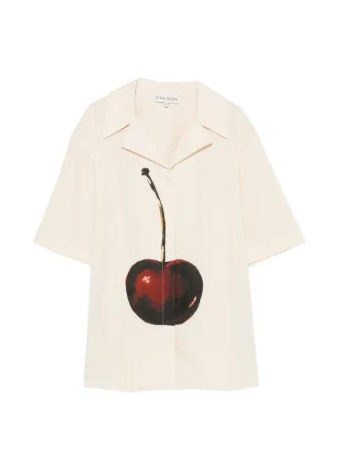 cherry-print pinstriped shirt by STINE GOYA
