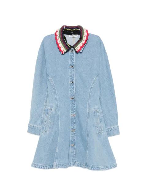 crochet-collar button-up mini dress by STINE GOYA