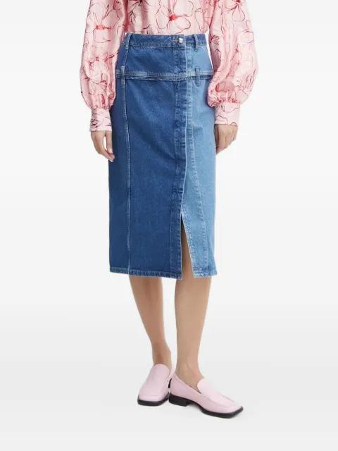 denim-panelled midi skirt by STINE GOYA
