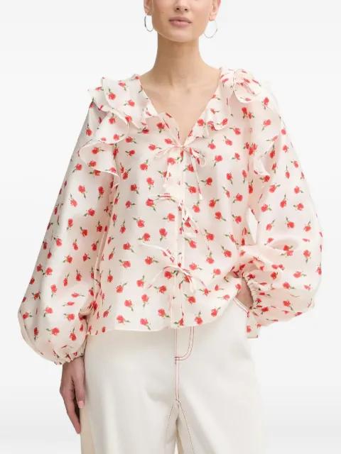 ruffled floral-print blouse by STINE GOYA