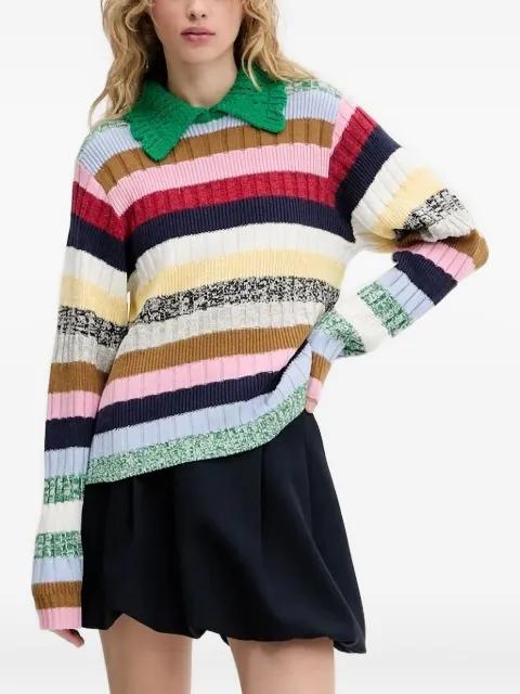 striped crochet-collar knit by STINE GOYA