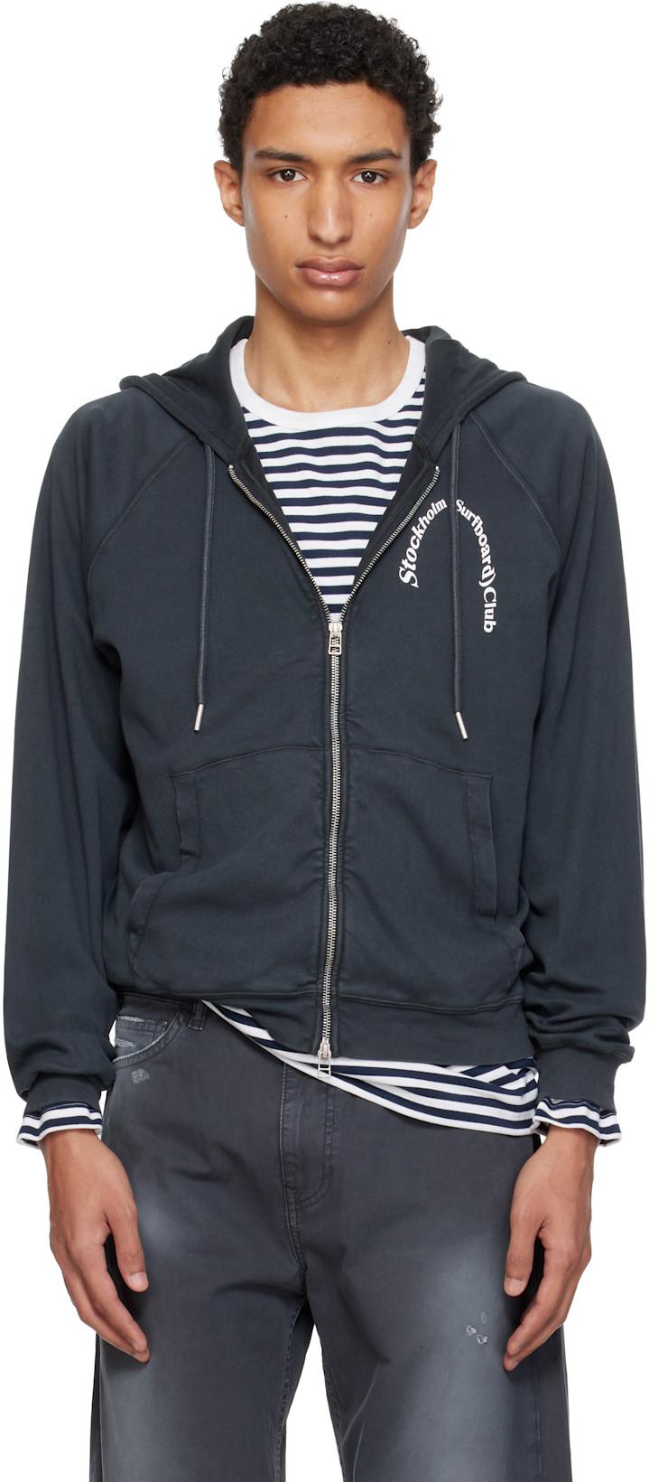 Black Logo Zip Hoodie by STOCKHOLM (SURFBOARD) CLUB