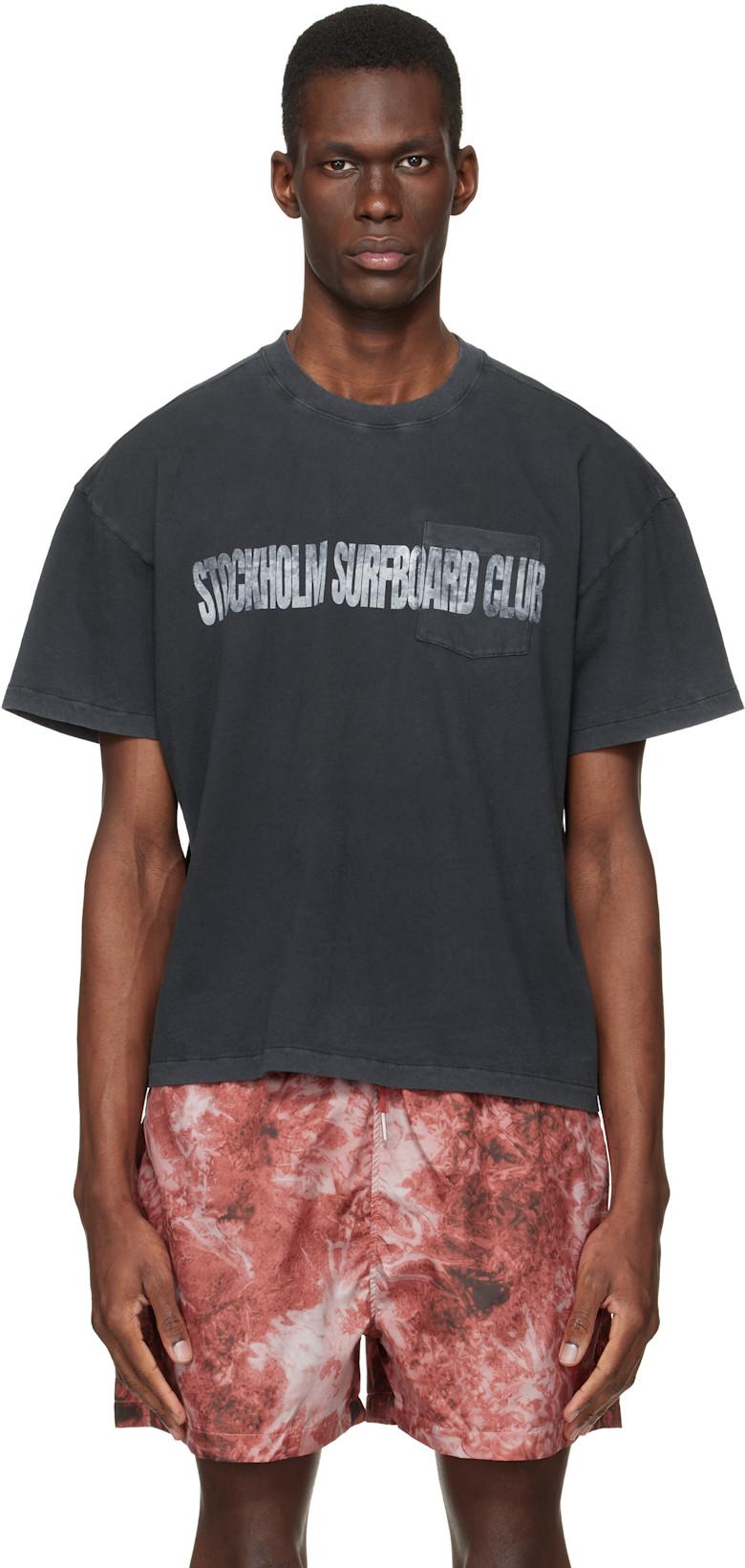 Black Printed Pocket T-shirt by STOCKHOLM (SURFBOARD) CLUB