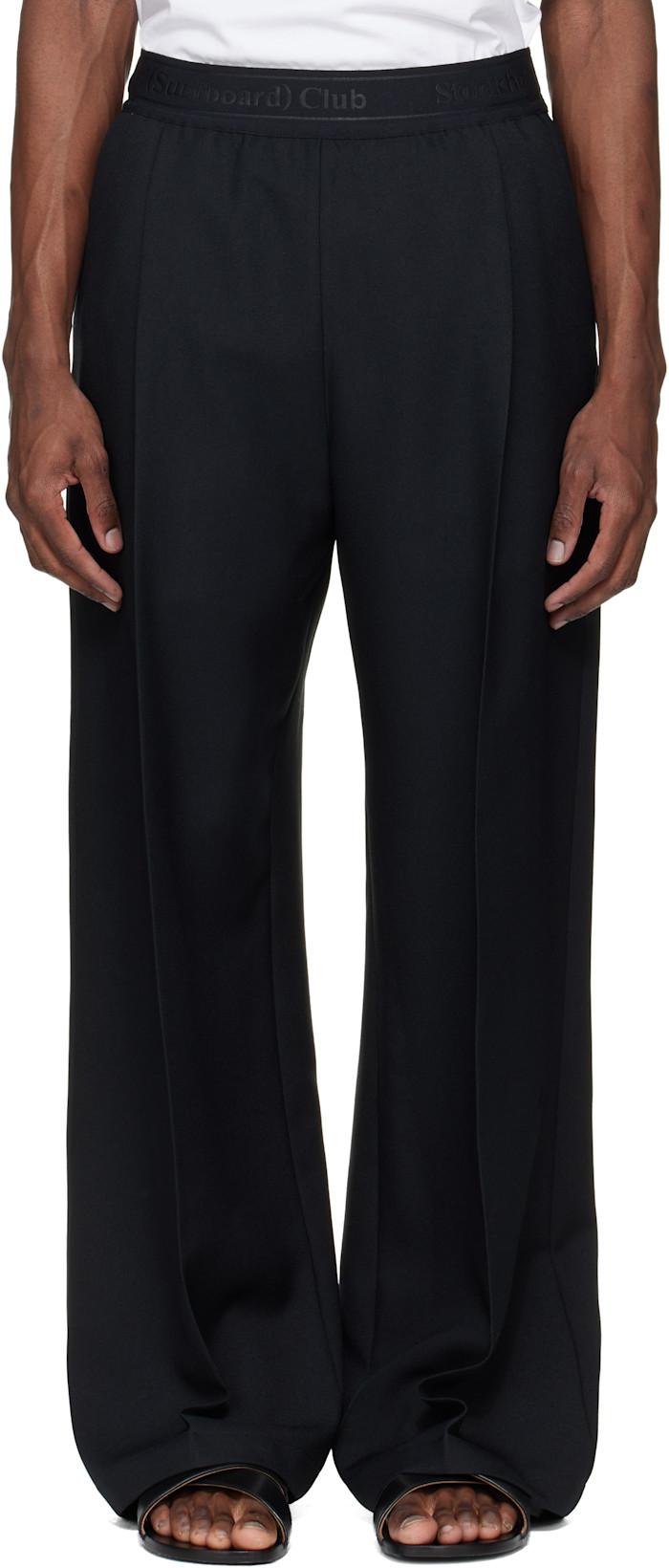 Black Relaxed Fit Trousers by STOCKHOLM (SURFBOARD) CLUB