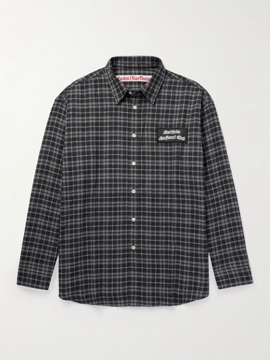 Flynn Appliquéd Checked Recycled Cotton-Blend Flannel Shirt by STOCKHOLM SURFBOARD CLUB