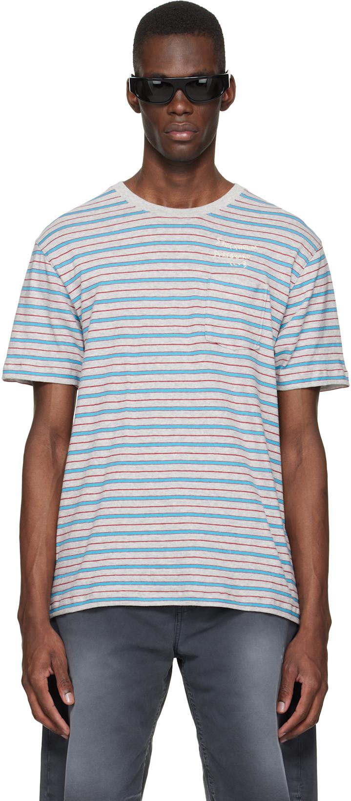 Gray & Blue Striped T-shirt by STOCKHOLM (SURFBOARD) CLUB