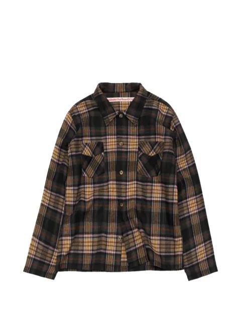 check-pattern logo-print shirt by STOCKHOLM SURFBOARD CLUB