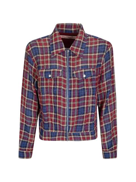 zipped checked shirt jacket by STOCKHOLM SURFBOARD CLUB