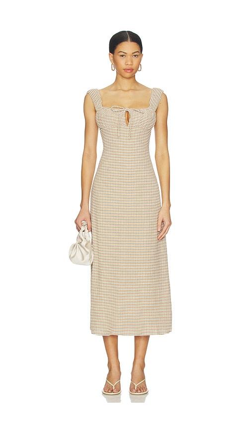 Stone Cold Fox x REVOLVE Leni Midi Dress in Taupe,Cream by STONE COLD FOX