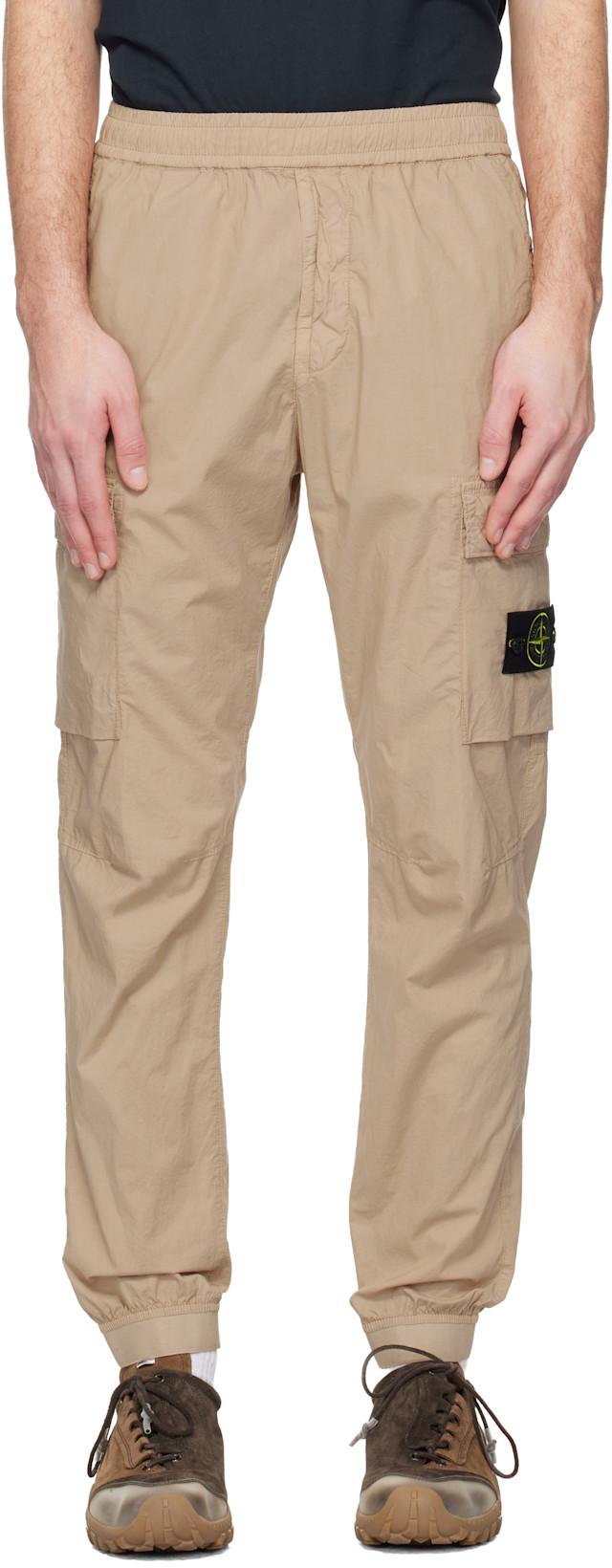 Beige 3100031 Stretch Cotton Tela 'Paracadute' Cargo Pants by STONE ISLAND