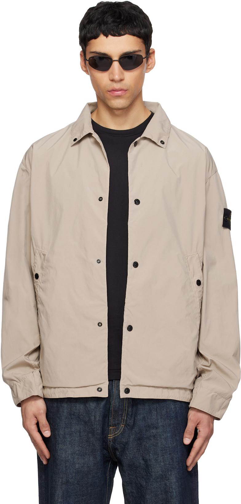 Beige 4100041 Light Compact Touch Poly-TC Jacket by STONE ISLAND