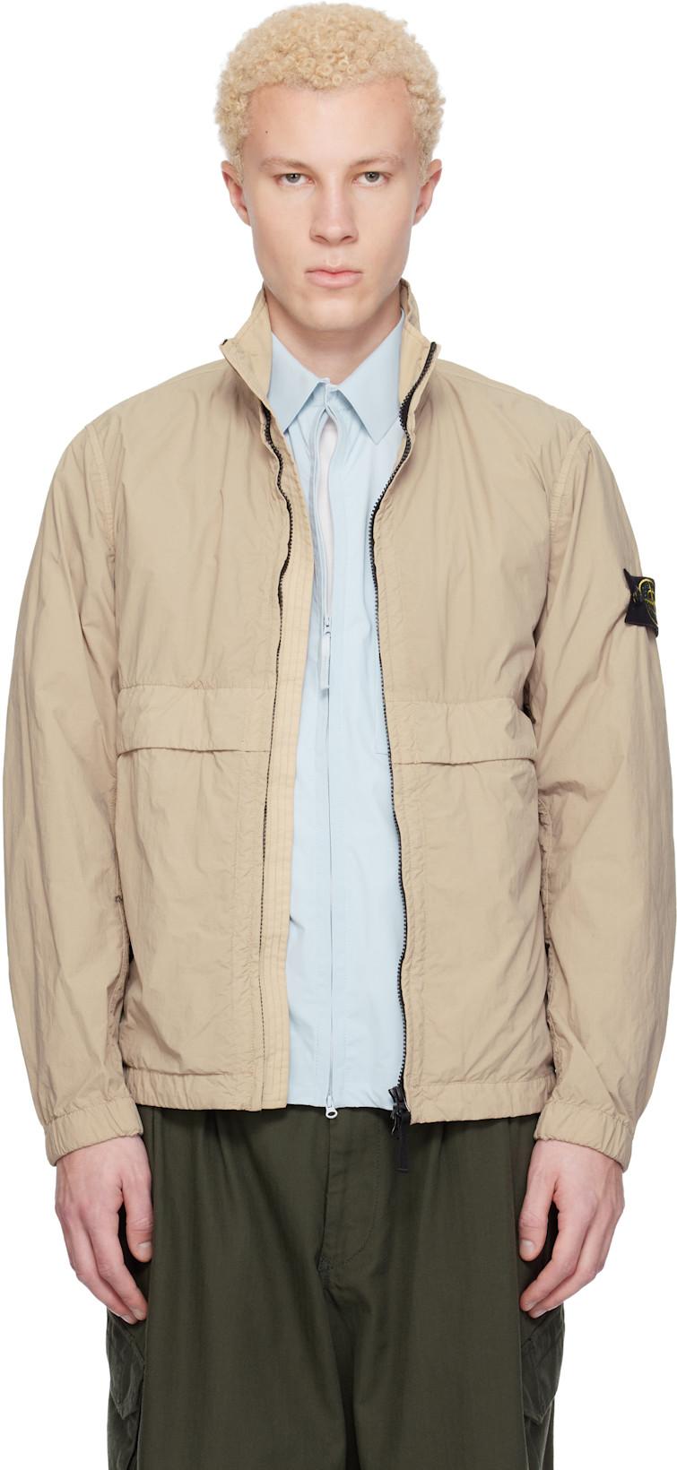 Beige 4100056 Nylon Smerigliato-TC Jacket by STONE ISLAND