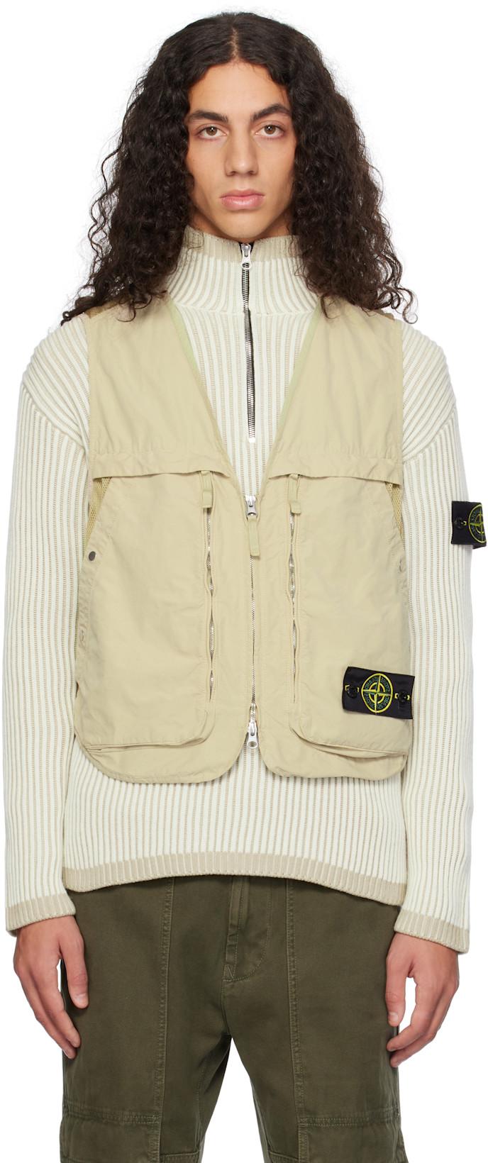 Beige G03M3 David Light-TC Vest by STONE ISLAND