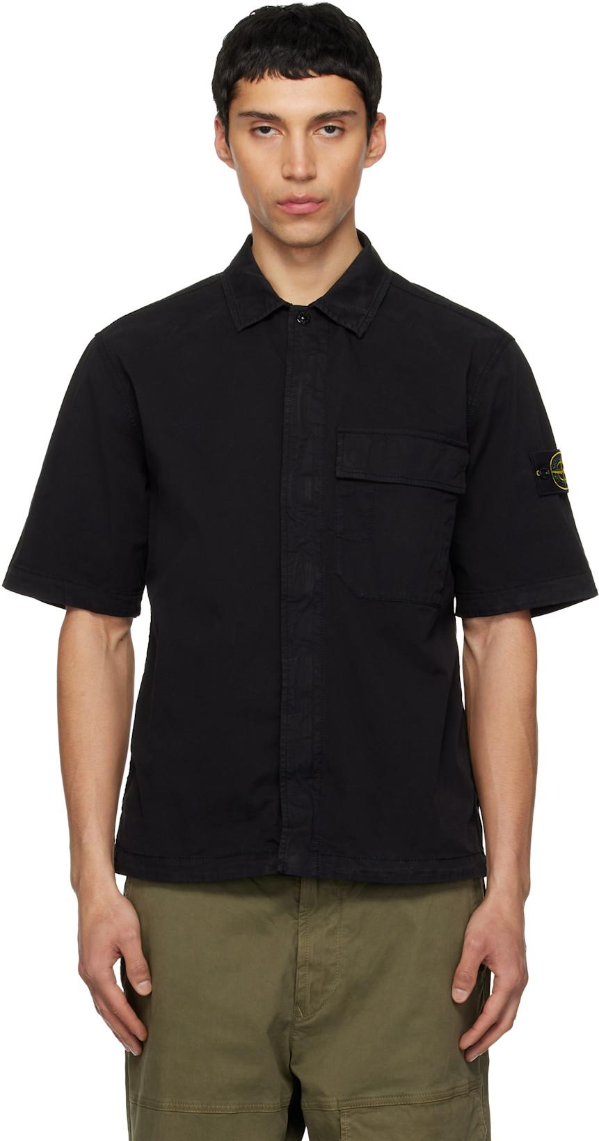Black 1100025 Stretch Organic Cotton Twill Shirt by STONE ISLAND