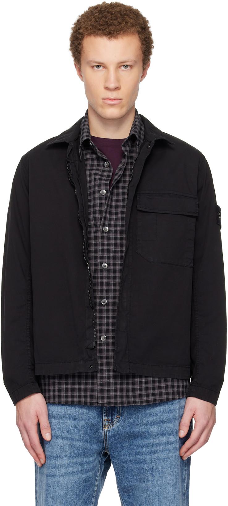 Black 1200013 Stretch Organic Cotton Twill Shirt by STONE ISLAND