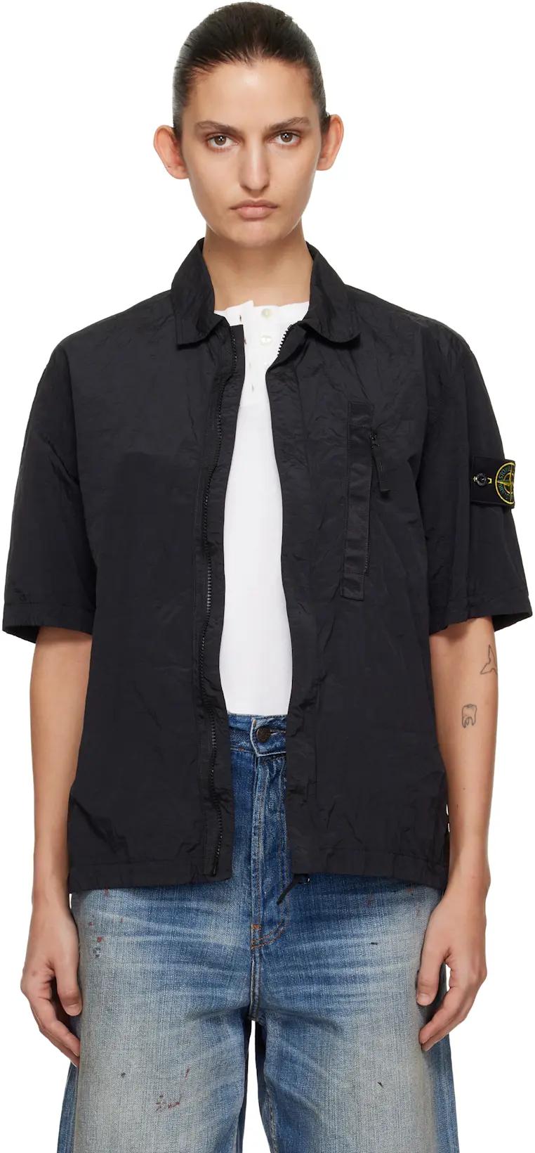 Black 1200028 Nylon Metal ECONYL Shirt by STONE ISLAND