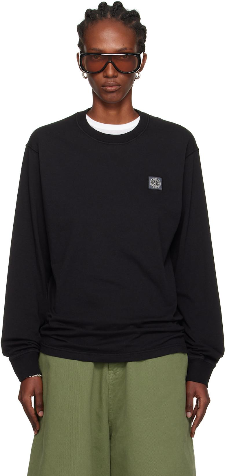 Black 2100030 Organic Cotton Jersey 'Fissato' Effect T-shirt by STONE ISLAND