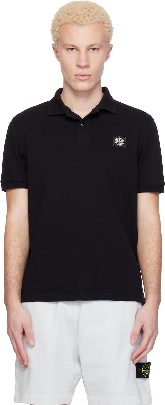 Black 2200008 Organic Cotton Piqué Stretch Polo by STONE ISLAND