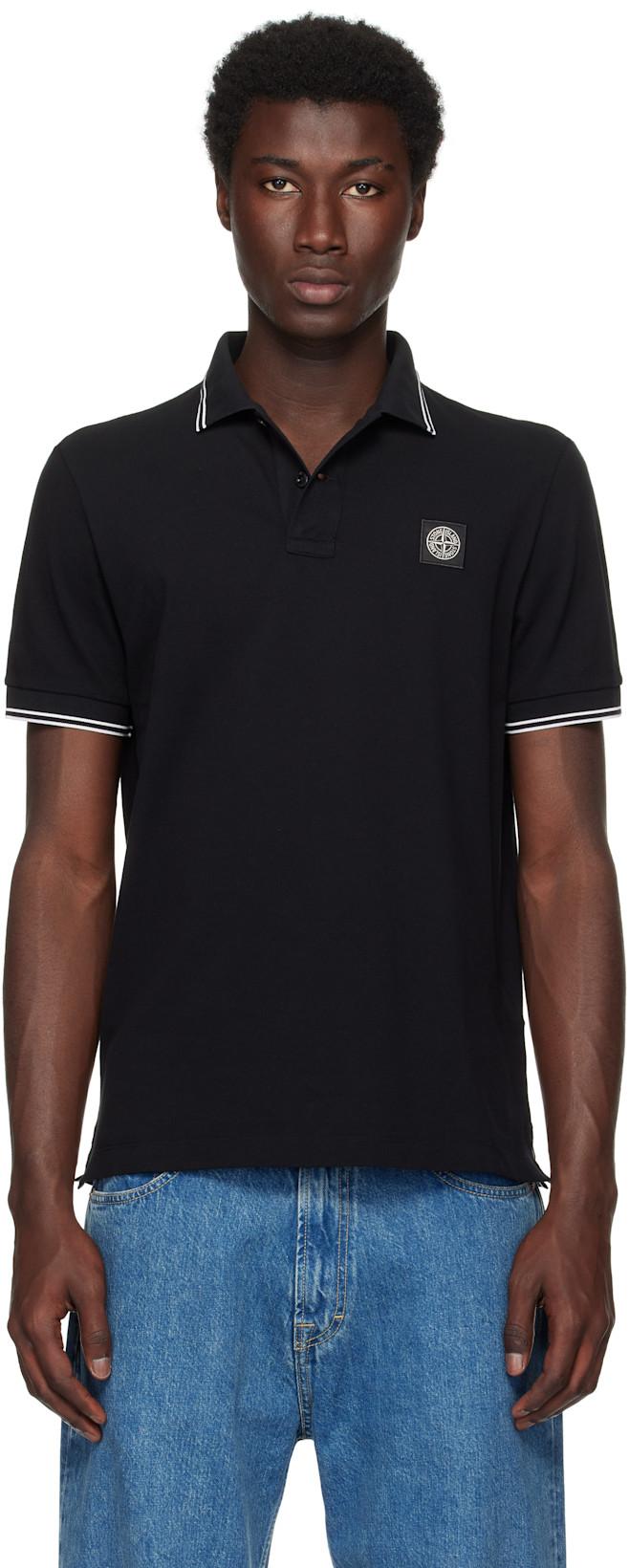 Black 22002SC Organic Piqué Polo by STONE ISLAND