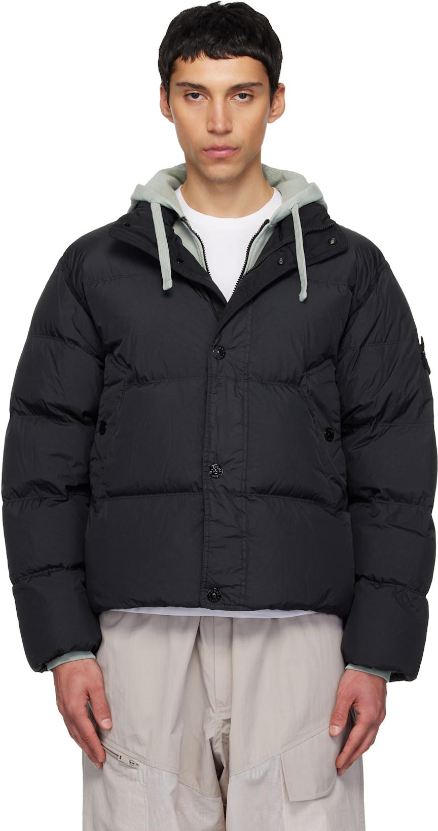 Black 4100010 Crinkle Reps NY Down Jacket by STONE ISLAND